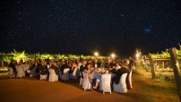 Dinner tables Outside at Rocky Hill Table Grape Farm in Alice Springs