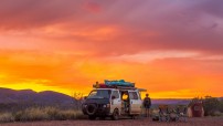 sunset image with travel van