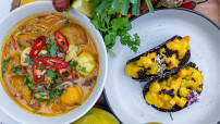 Laksa dish and ingredients 