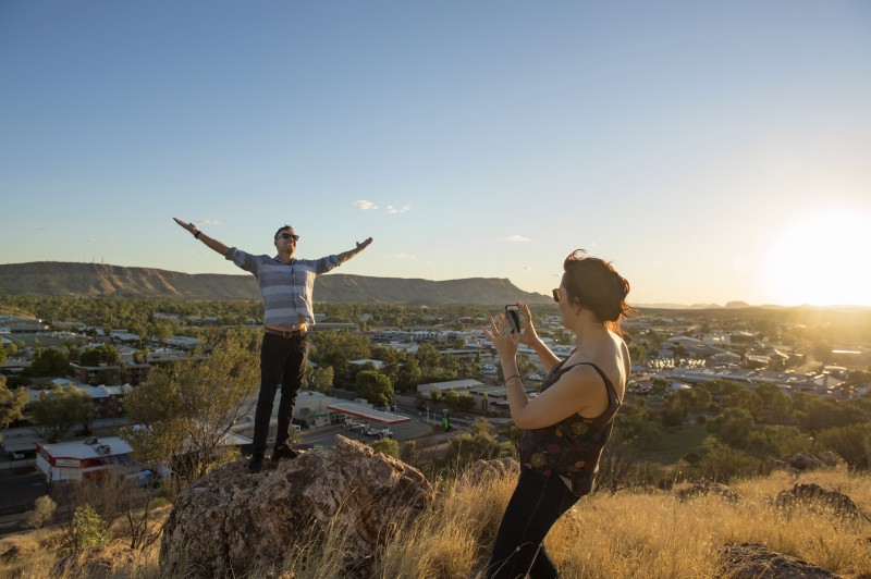 Couple taking a photo on Anzac Hill