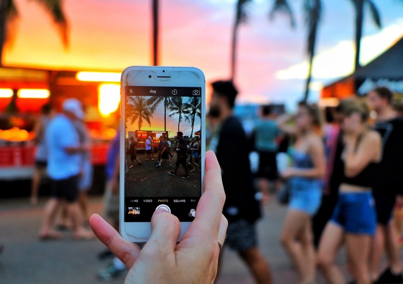 Taking a Photo of the Sunset at Mindil Beach Markets