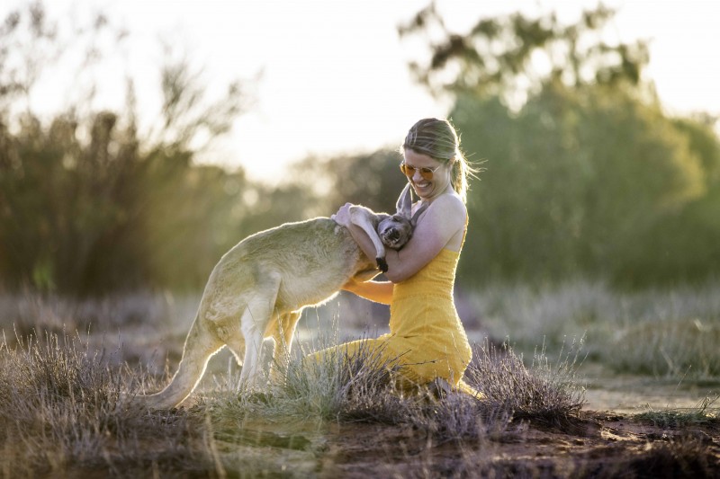 Girl at the Kangaroo Sanctuary in the Red Centre