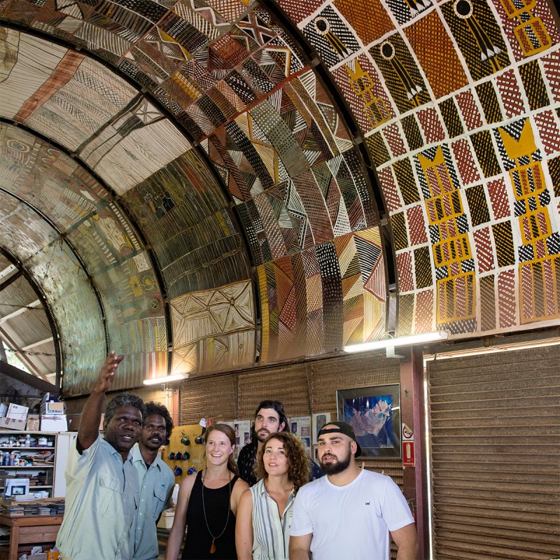 Aboriginal artwork on ceiling of tiwi designs 