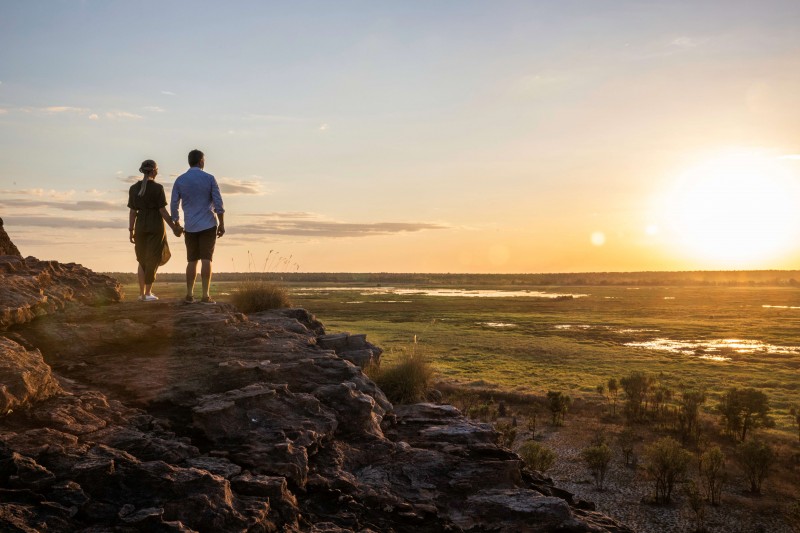 Couple overlooking the Nadab Floodplain in Kakadu National Park 