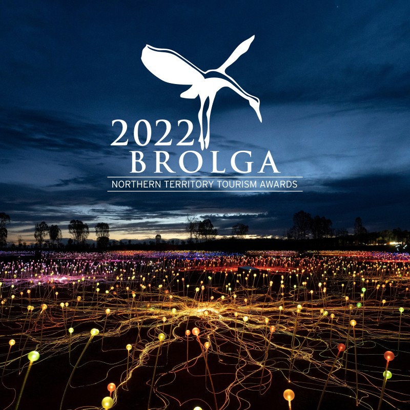 image of field of light with brolga logo